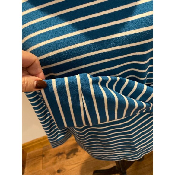 Time and Tru Velour Top Size XXL (20) Cowl Neck Turquoise Green White Stripes - Picture 4 of 11